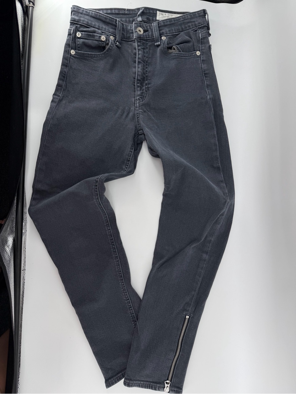 Rag & Bone New York Dark Grey Skinny Jeans Ankle Zip Womens Size 25